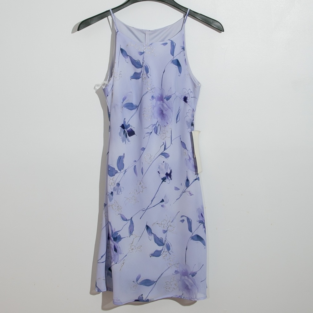 Sleeveless dress purple with floral design BNWT